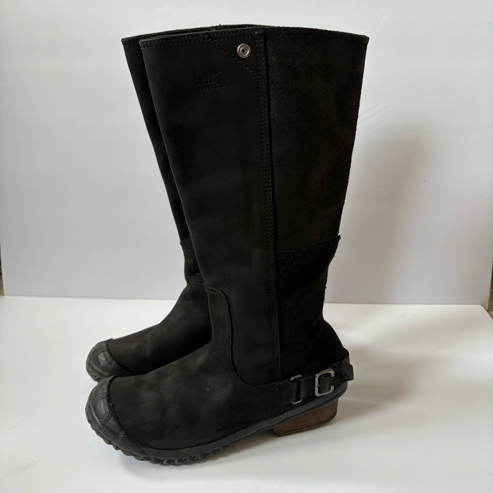 Sorel Slimboot Women's 9.5 Tall Riding Waterproof Black‎ Leather Winter Boots